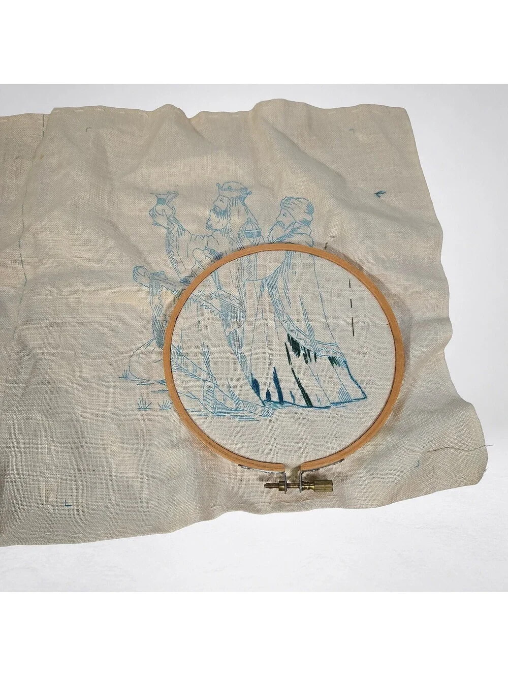 Vintage Nativity Crewel Embroidery Kit with Floss